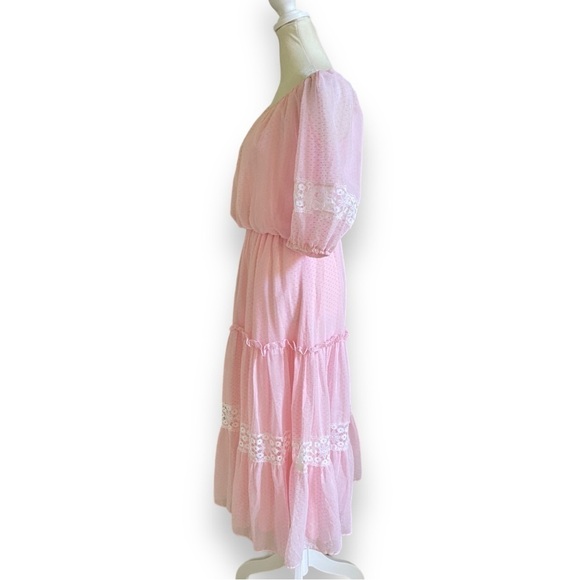 Vintage Roberta California Light Pink Puff Sleeve Midi Prairie Dress | S… - Picture 6 of 15